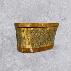 Vintage Antler Trinket Box Wood Lid Rustic Handmade Small Storage